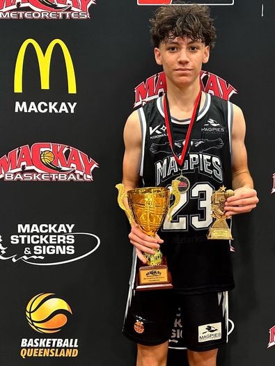 Magpie Taj Goodwin was the stand out with 27 points. Picture: Mackay Basketball Facebook.