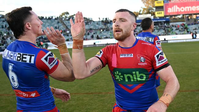 Jackson Hastings (right) hasn’t played an NRL game this season.