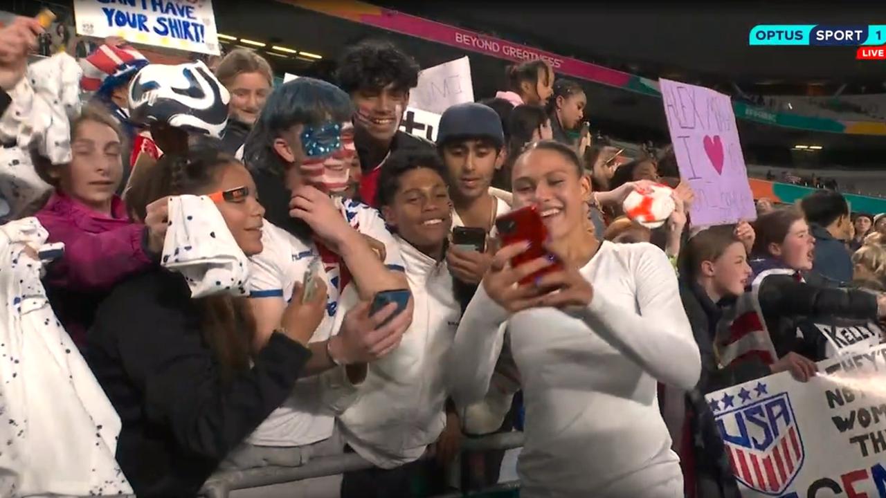 American players were seen celebrating with fans. Photo: Optus Sports.