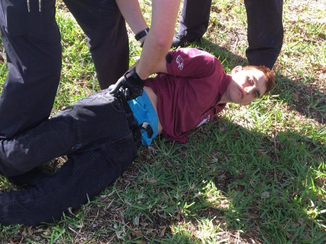 Florida high school gunman Nicolas de Jesus Cruz shortly after being arrested. Picture: Twitter