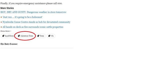 At the bottom of every article is a set of relevant topic tags, or keywords. To receive an email alert for every story with a particular topic tag, click on the topic tag. Picture: The Daily Examiner
