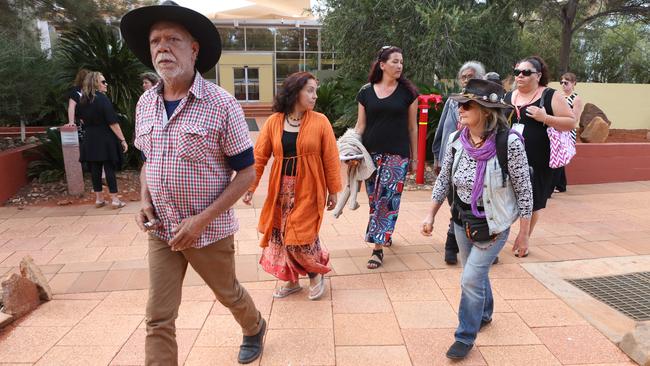 Delegates leave the Uluru summit. Picture: James Croucher