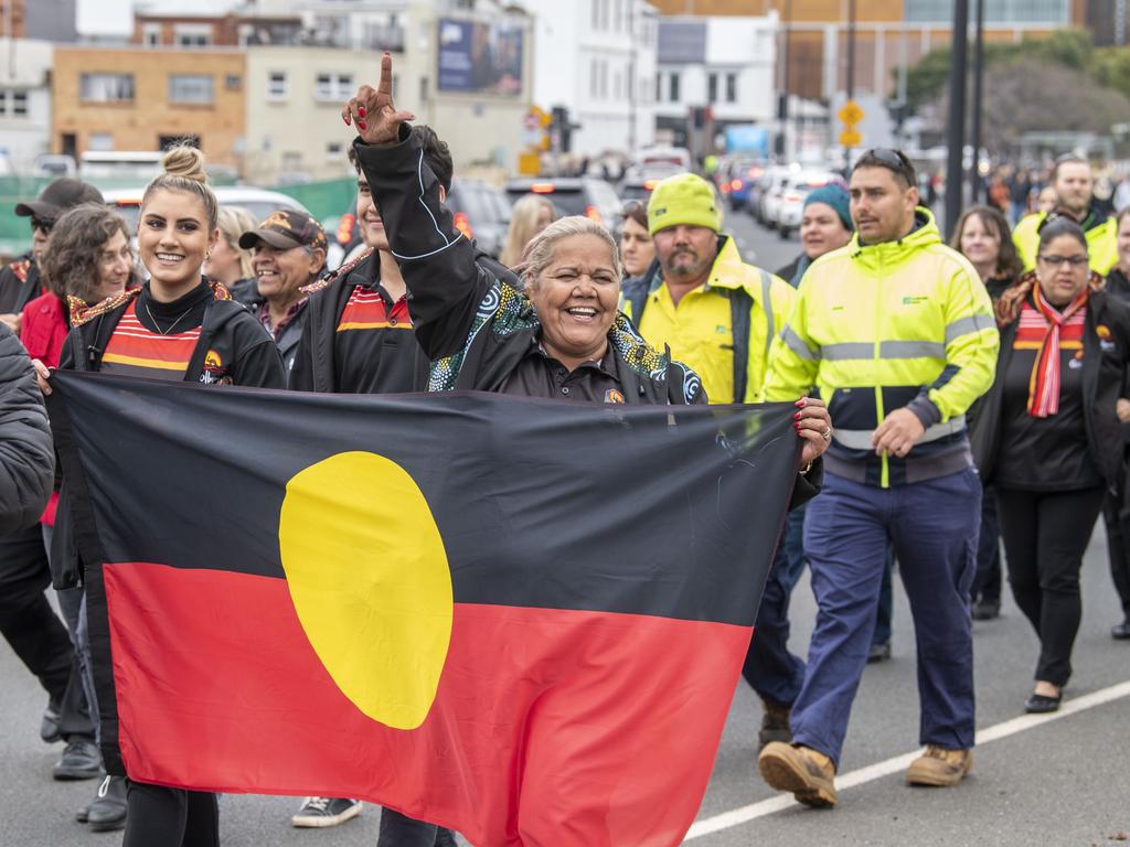 Lizzie Adams in the NAIDOC Week march in Toowoomba. Monday, July 4, 2022. Picture: Nev Madsen.