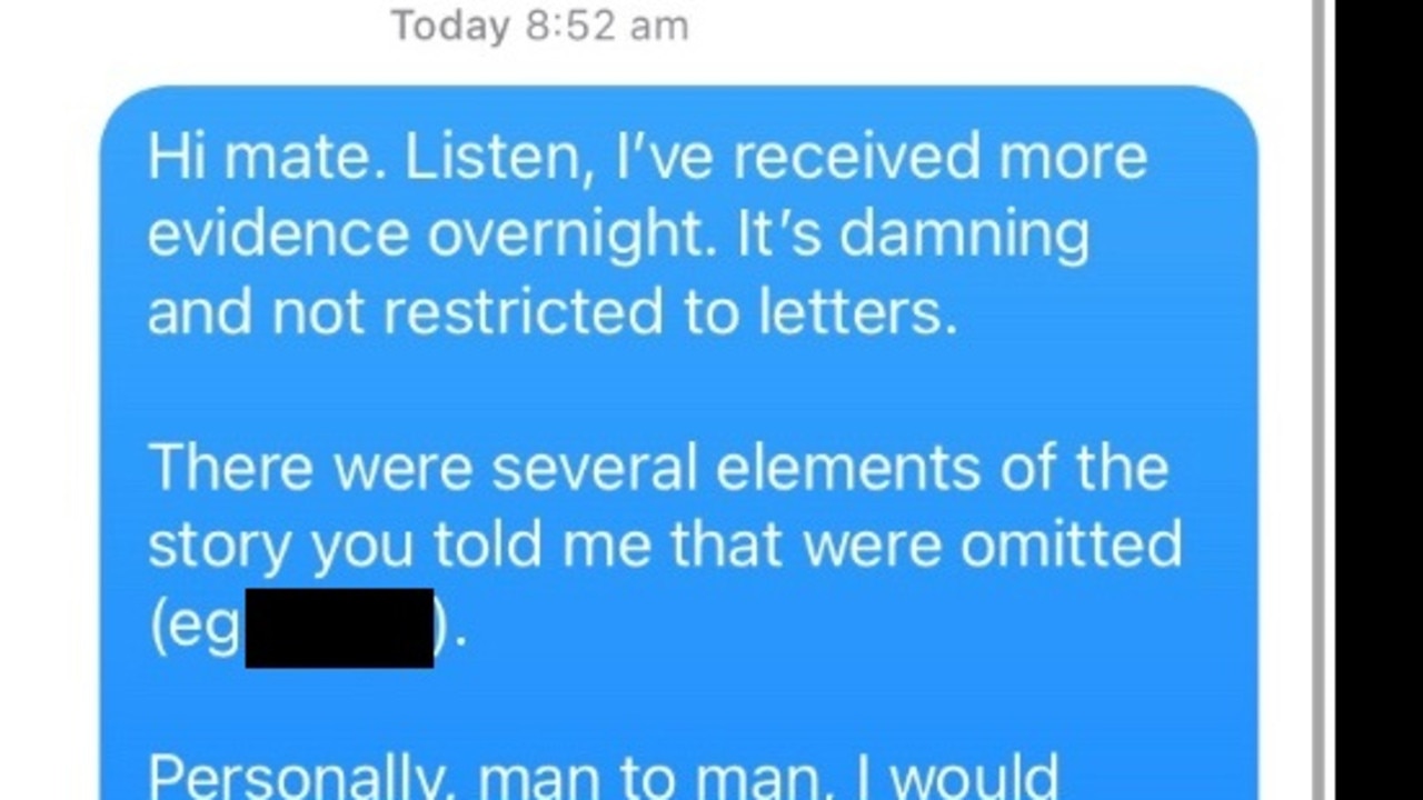 The text a Labor staffer sent to a former Liberal MP that let to him losing his job.