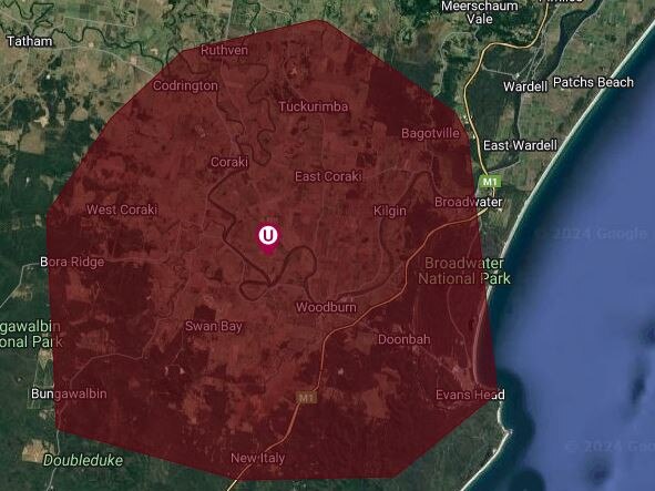 Essential Energy's outage tracker shows the extent of the power outage impacting thousands of homes and businesses in Evans Head, Woodburn, Coraki and surrounds.