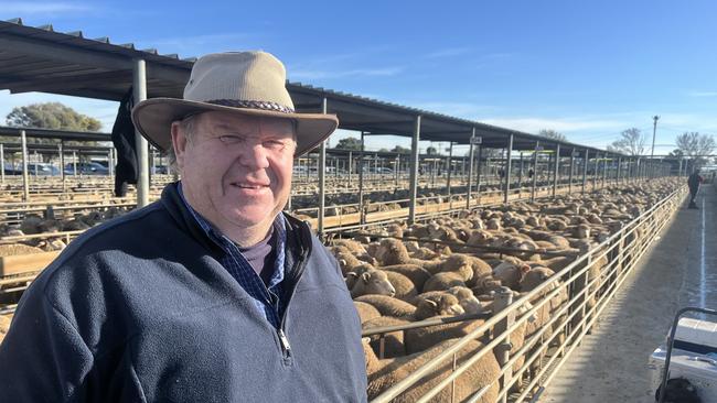 Kerry Anderson of Elwood at The Gap, NSW, keeps an eye on the Wagga Wagga lamb market.