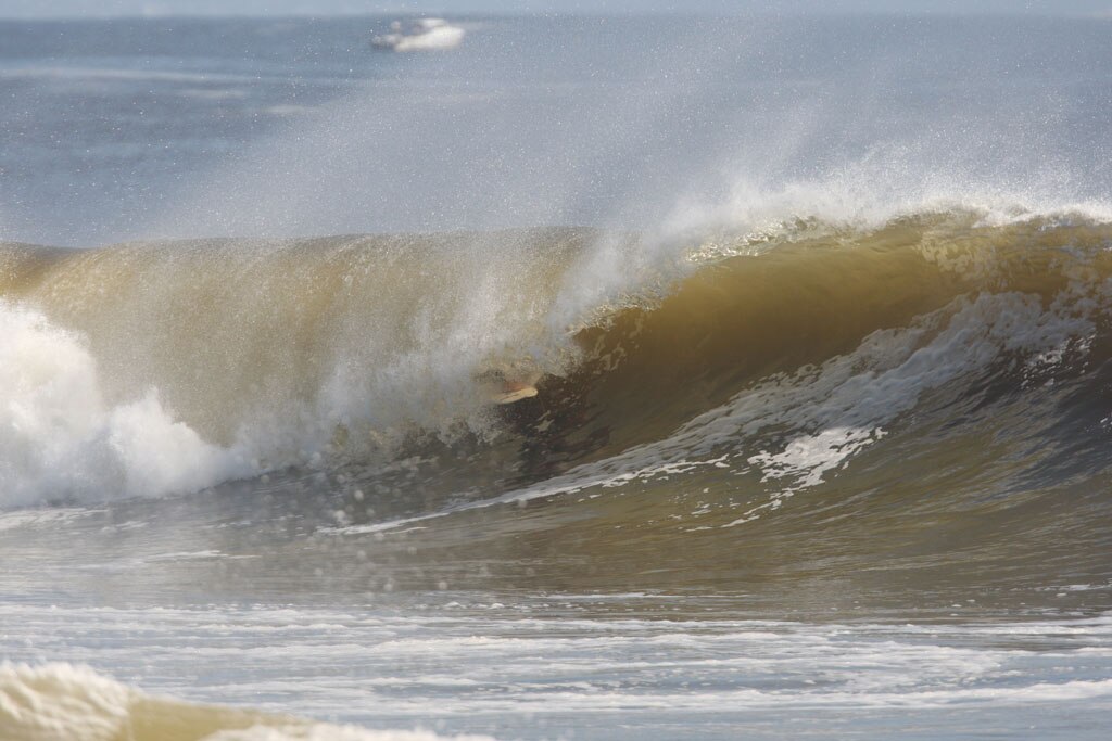 The moves were bigger and the tubes getting longer as the swell from an ex-cyclone sends massive waves onto the Sunshine Coast point breaks. Picture: Nicholas Falconer