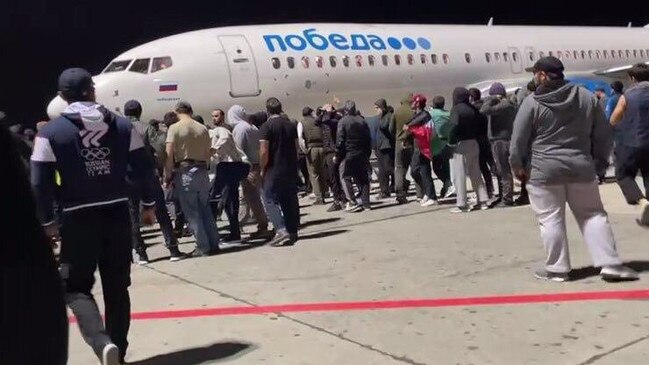 Footage on Russian social media from Makhachkala in the North Caucasus region of Dagestan, where there have been several anti-Semitic protests. Picture: Supplied