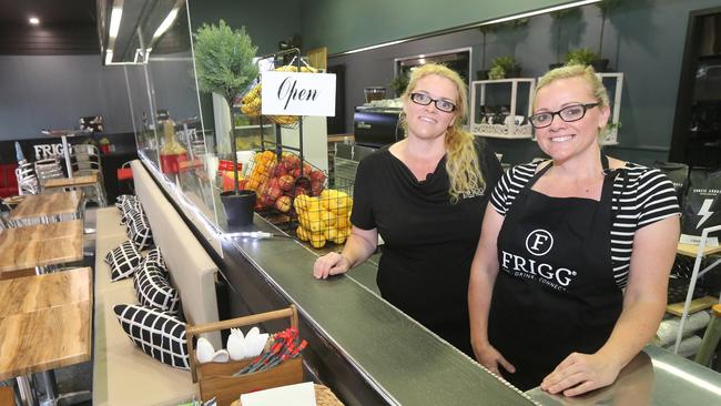 Twin sisters and owners of the Frigg Cafe Maria Elita and Toula Scott at their Labrador location in 2017. Picture: Mike Batterham