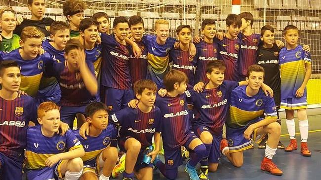 Youngsters from the Melbourne Brasil Futsal Academy at the world cup over summer