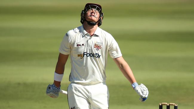 Matt Renshaw reacts after lasting just three balls in the second innings.