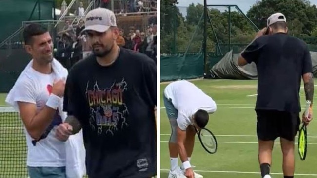 Kyrgios and Djokovic back on court together.