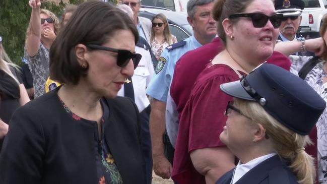 Premier Gladys Berejiklian outside the service. Picture: TNV