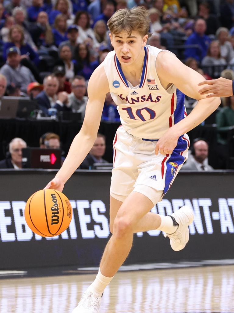 Aussie Johnny Furphy impressed at Kansas but was passed over in the first round of the NBA draft. Picture: Getty Images