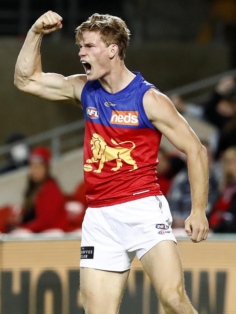 And after booting a goal for the Lions in 2020. Picture: Ryan Pierse/Getty Images