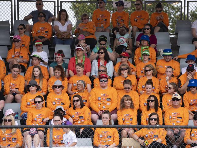 Waiting for the start of the 24Hr Fight Against Cancer walk at Campbelltown Athletics Track. Picture: Matthew Vasilescu