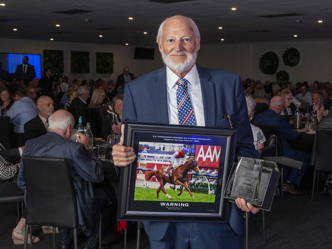 Harry Perks after Warning, whom he bred, won the SA Thoroughbred Breeders Horse Of The Year Award in 2021. Picture: Mill Park Stud