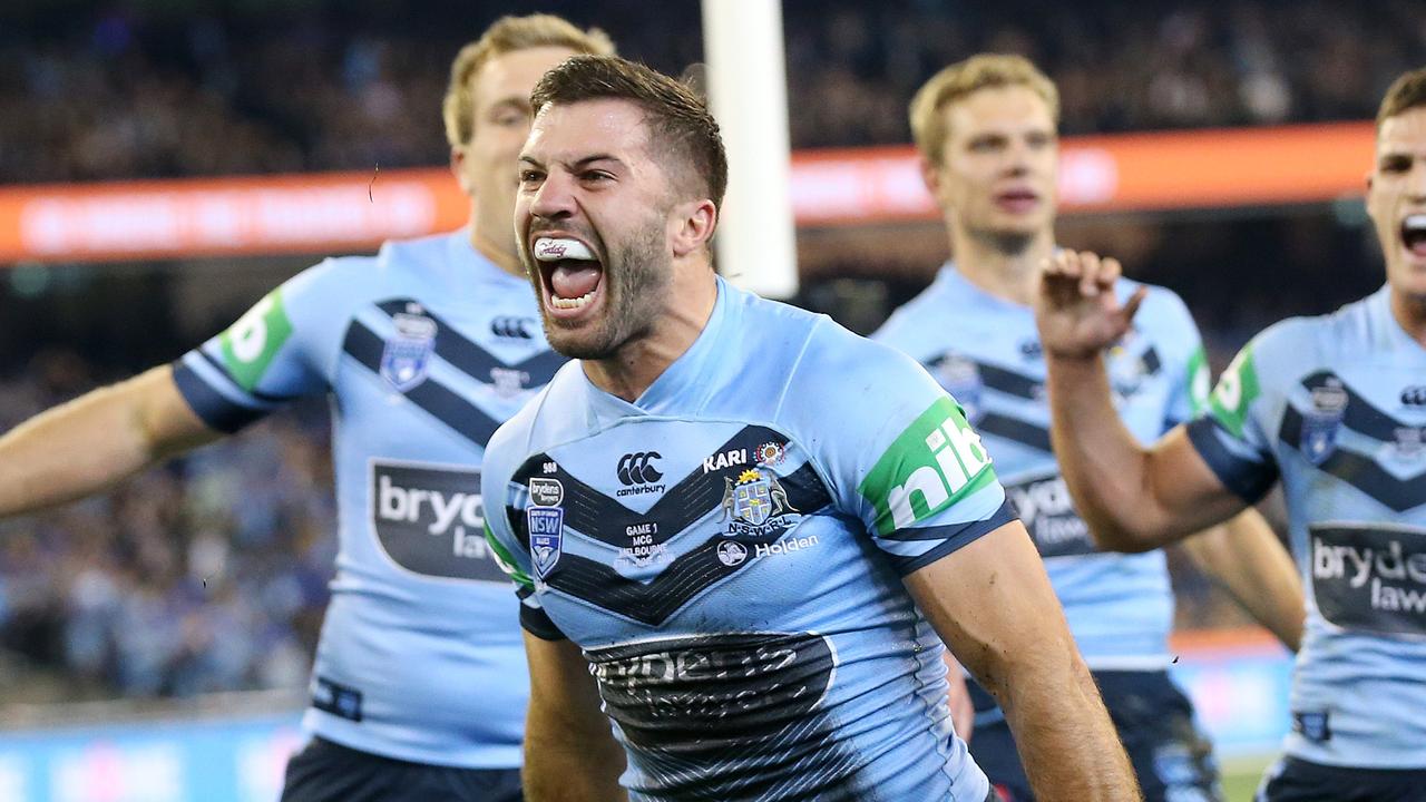 James Tedesco scores the opening try for NSW. Picture: Michael Klein
