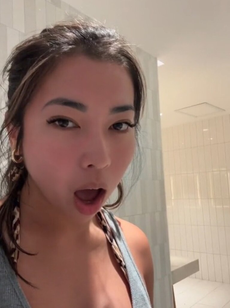 She was also taken back by how nice bathrooms looked. Picture: TikTok/beefystuu