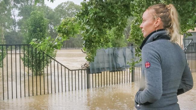 Kathy O'Hara had to swim through floodwaters to get her horses out in Londonderry. Picture: Jake McCallum