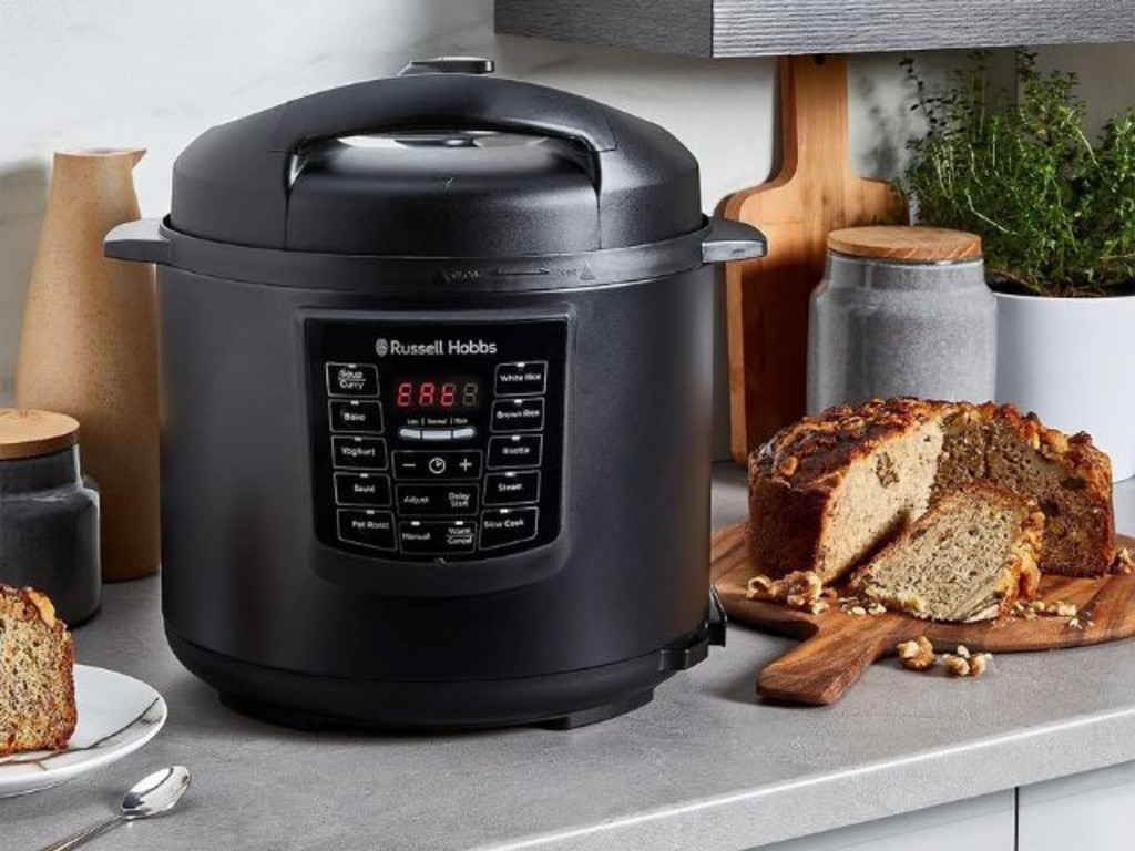 This Russell Hobbs unit is an electric pressure cooker, slow cooker rice cooker, steamer, bread maker, yoghurt maker and more. Picture: Amazon Australia.