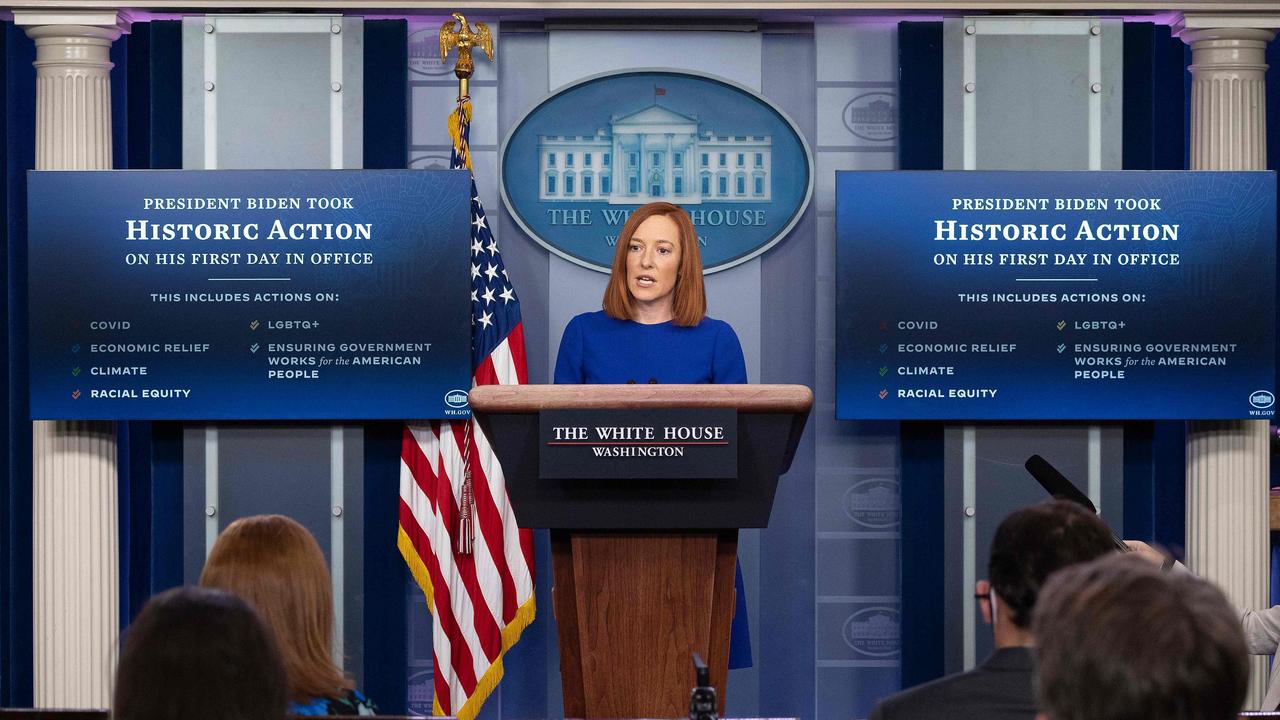 Jen Psaki addressed the media in the Brady Briefing Room of the White House in Washington D.C. Picture: AFP