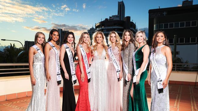 <span id="U651894332125fwB" style="font-weight:bold;font-style:normal;">ALL SMILES:</span> 2019 Miss World Australia Queensland state finals at Voco Gold Coast. L-R: Miss World Australia Queensland national finalists Mia Cherry, Gold Coast, 20, Ebony Doyle, Cairns, 20, Alison Williams, Brisbane, 26, Analiese Gordon, Brisbane, 21, Lily Buhl, Byron Bay, 20, Sophia Harris, Gold Coast, 25, Taya Grabbe, Sunshine Coast, 17, Bethany Doble, Townsville, 19, Makalah Jeffery, Townsville, 17. Picture: NIGEL HALLETT