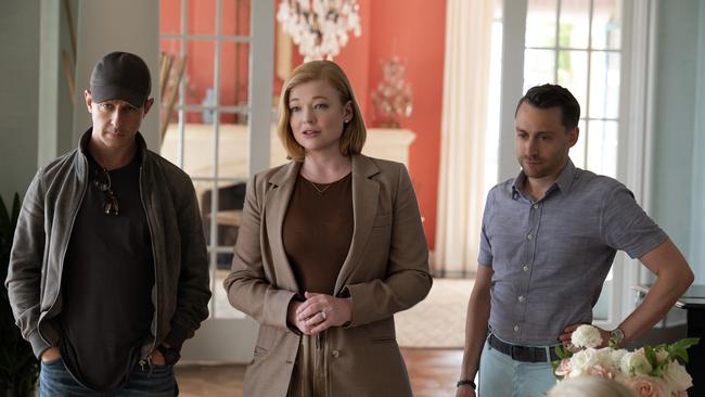 Sibling rivalry … Kendall (Jeremy Strong), Shiv (Sarah Snook) and Roman Roy (Kieran Culkin) star in Succession season four. Picture: Foxtel