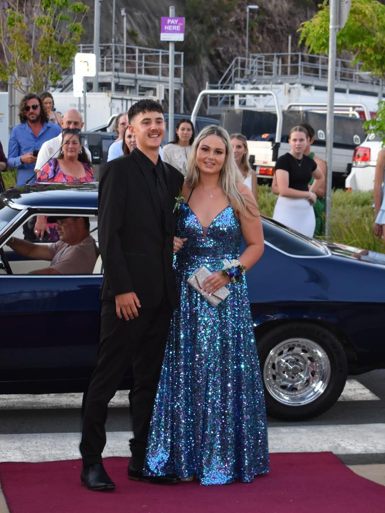 Jordan Daniels and Rhiannon Scott at the Proserpine State High School formal at Shute Harbour Marine Terminal on November 15, 2023. Photo: Zoe Devenport