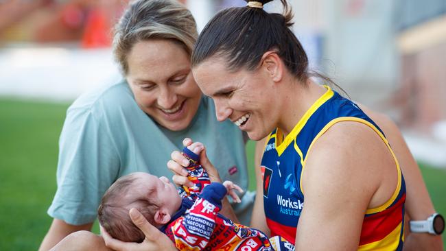 Chelsea Randall and Marijana Rajcic’s son Tomi is three weeks old. Picture: Matt Turner.