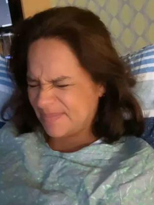 Maira grimaces during a contraction. Picture: TikTok