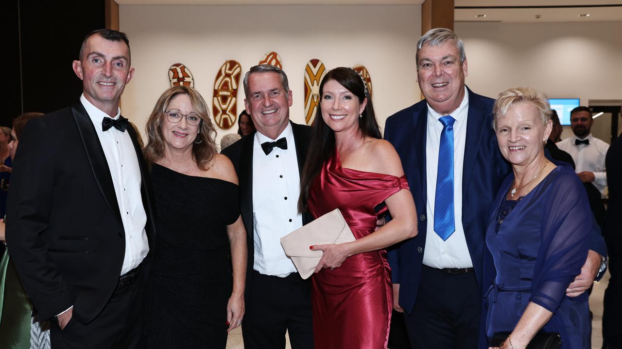 Campbell Wilson, Julie Edwards, Alan Milne, Nell Milne, Adrian Smith and Carol Smith at the Cairns Chamber of Commerce Business Excellence Awards gala dinner, held at the Cairns Convention Centre. Picture: Brendan Radke