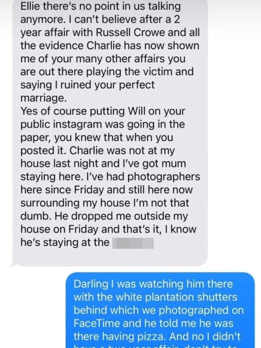 Hollywood actor Russell Crowe was dragged into the drama after Ms Aitken’s posted her private text exchange with Ms Nasser on Instagram.