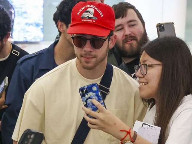 ONE TIME WEB USE FOR NEWS.COM.AU ONLY - FEES APPLY -  Nick, Joe and Kevin Jonas land in Sydney ahead of their Australian Jonas Brothers Tour. The brothers landed with a huge entourage including Joe's new girlfriend, model Stormi Bree.28 February 2024ÃÂ©MEDIA-MODE.COM