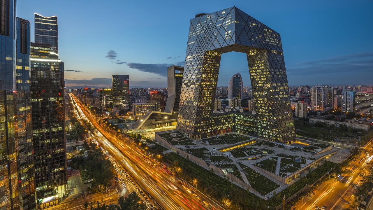 Beijing’s central business district. China has stormed back into the top five corporate travel destinations for Australians within months of reopening borders.