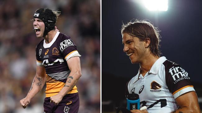 Brisbane Broncos young-gunner, 19-year-old Blake Mozer is one of Queensland’s most eligible bachelors in the league. Pictures (L to R): NRL Photos / Instagram