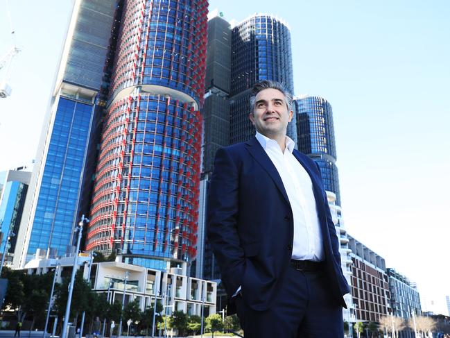 8/9/21: Lendlease CEO & MD Tony Lombardo at Barangaroo in Sydney which was built by Lendlease. John Feder/The Australian.