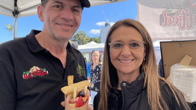 George and Tina Scoullis run from Get Stuffed Olives and Peppers at their stall.