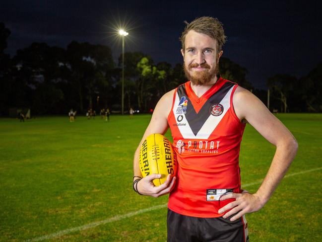 Daniel Weetra at the Para Hills Football Club. Picture: Ben Clark