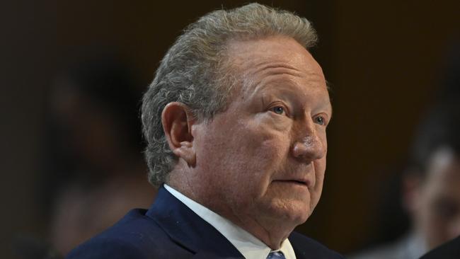 Andrew Forrest in Canberra last week. The Fortescue Metals billionaire will install Andy Vesey to run his North American clean enery business. Picture: Martin Ollman