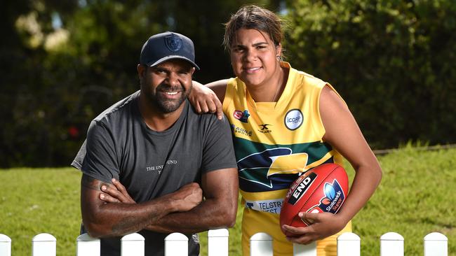 Lakeesha Pickett, who is the daughter of dual AFL premiership star Byron Pickett, has just been named in the SA under-18 academy. Picture: Naomi Jellicoe