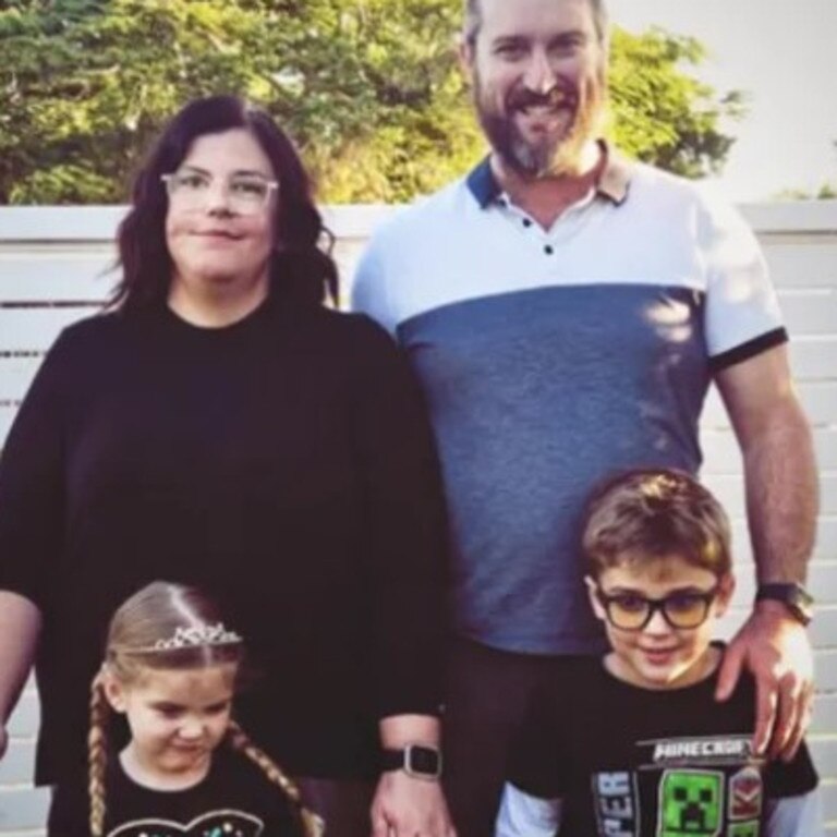 A GoFundMe campaign has been started to help the family with the medical costs. Anthony (top right) with his partner Madi Jeffries (left) and their children Hallie, 4 and Ollie, 6.