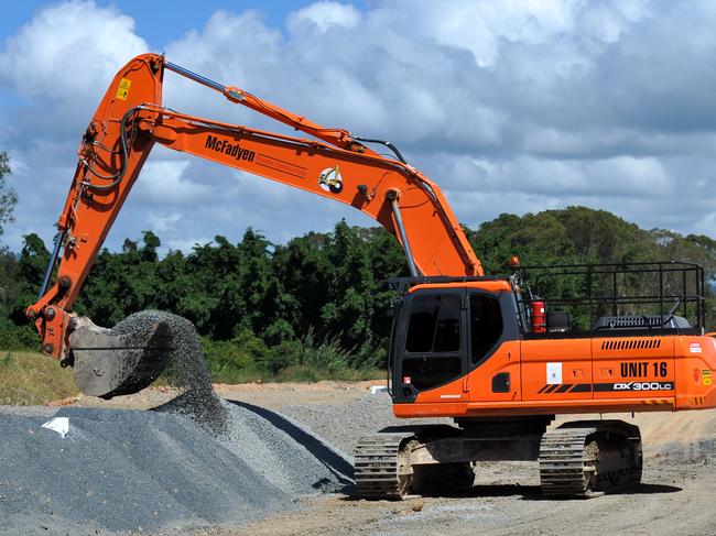 Stop work meeting at leighton Holdings depot Emerald Beach, Sapphire to woolgoolga upgrade.Photo: Trevor Veale /  The Coffs Coast Advocate.