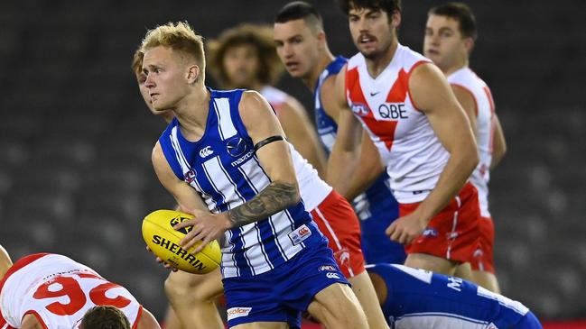 Jaidyn Stephenson has vowed to repay North Melbourne for its ongoing support. Picture: Quinn Rooney/Getty Images