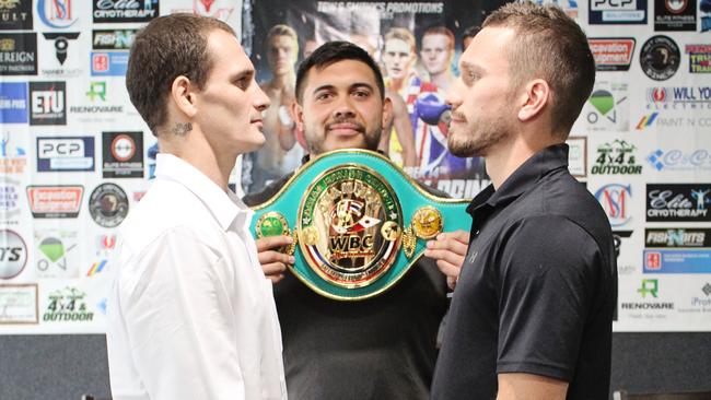 Chad Collins (left) and Steve Spark will fight for the WBC Australasia Super Lightweight title