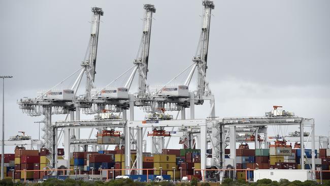 Stop-works have already begun at Qube facilities at the Port of Melbourne. Picture: NCA NewsWire / Andrew Henshaw