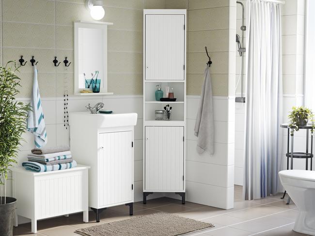 An Ikea bathroom using white.