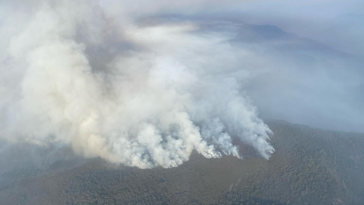 Canning Peak bushfires on February 5, 2025. Picture: Tasmania Fire Service