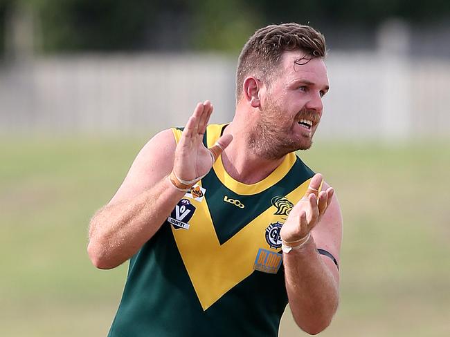 Lucas Boyd celebrates a goal for Leopold in 2019. Picture: Mike Dugdale