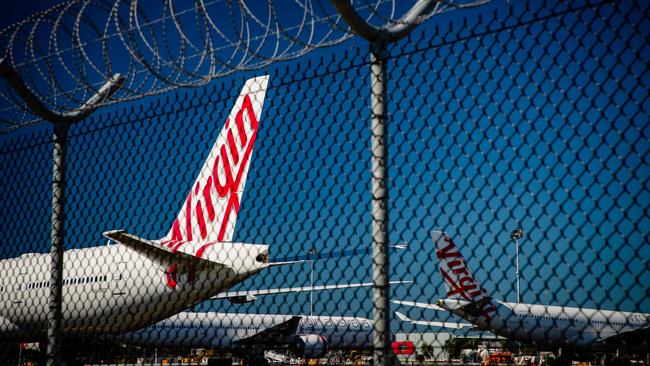 Virgin Australia aircraft at Brisbane airport. Picture: AFP